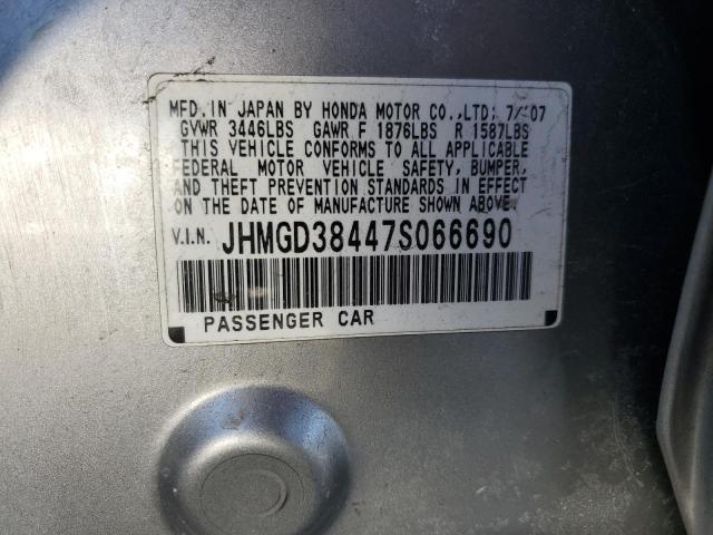 JHMGD38447S066690 - 2007 HONDA FIT SILVER photo 13