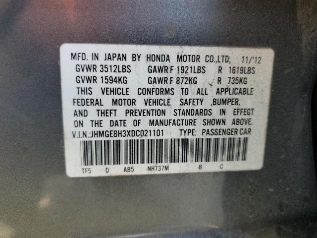 JHMGE8H3XDC021101 - 2013 HONDA FIT GRAY photo 13