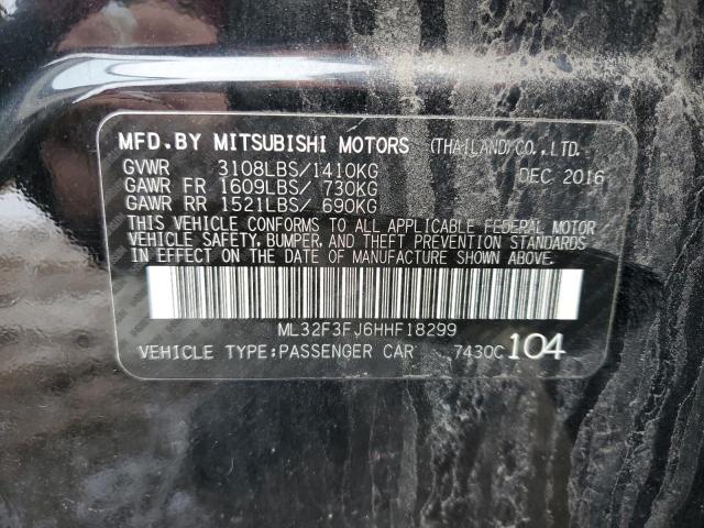 ML32F3FJ6HHF18299 - 2017 MITSUBISHI MIRAGE G4 ES შავი ფოტო 12