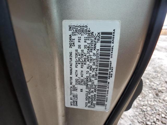 5TBBT44181S202974 - 2001 TOYOTA TUNDRA ACCESS CAB ბეჟი ფოტო 12