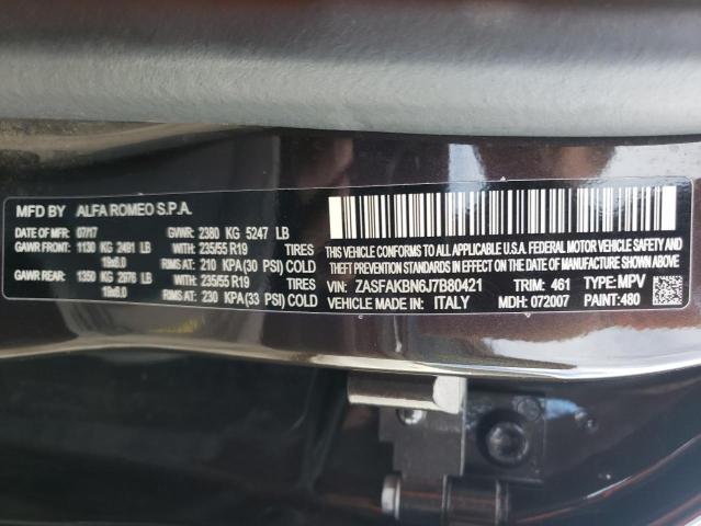 ZASFAKBN6J7B80421 - 2018 ALFA ROMEO STELVIO TI Շագանակագույն լուսանկար 14