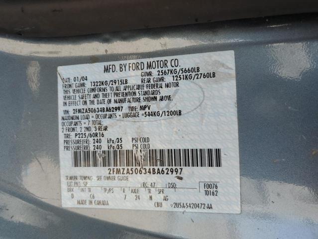 2FMZA50634BA62997 - 2004 FORD FREESTAR S BLUE photo 13