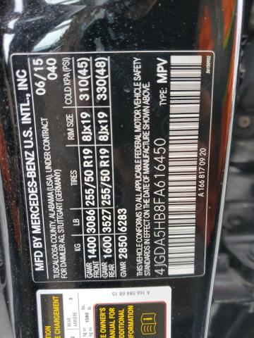 4JGDA5HB8FA616450 - 2015 MERCEDES-BENZ ML 350 4MATIC BLACK photo 13