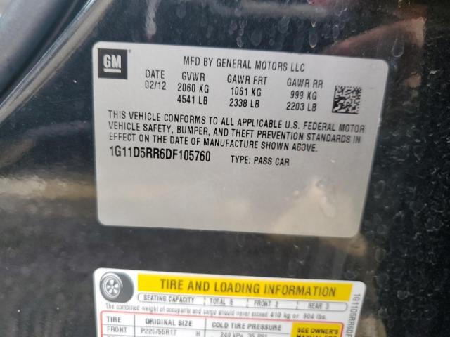 1G11D5RR6DF105760 - 2013 CHEVROLET MALIBU 1LT 黑色 照片 12