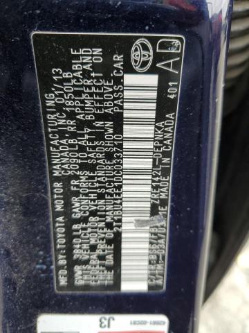 2T1BU4EE1DC033710 - 2013 TOYOTA COROLLA BASE BLUE photo 12