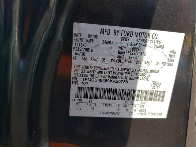 1FMCU49369KA50758 - 2009 FORD ESCAPE HYBRID TEAL photo 12