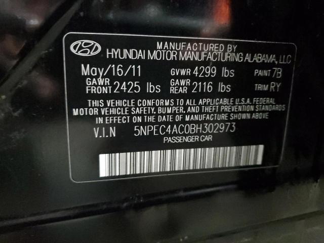 5NPEC4AC0BH302973 - 2011 HYUNDAI SONATA SE BLACK photo 12