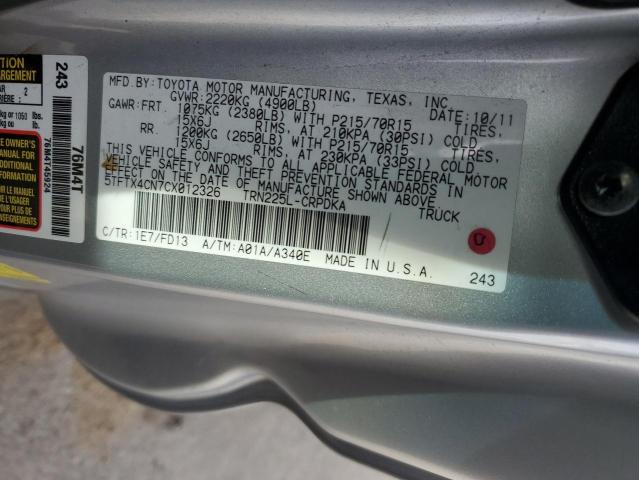 5TFTX4CN7CX012326 - 2012 TOYOTA TACOMA ACCESS CAB Ağ foto 12