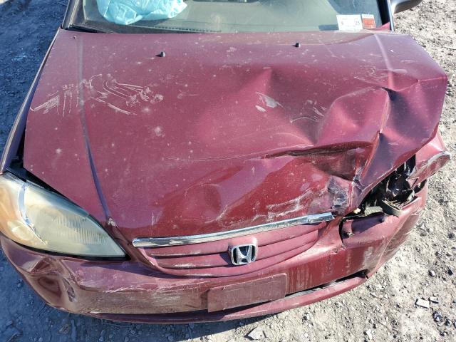 2HGES16512H601135 - 2002 HONDA CIVIC LX BURGUNDY photo 11