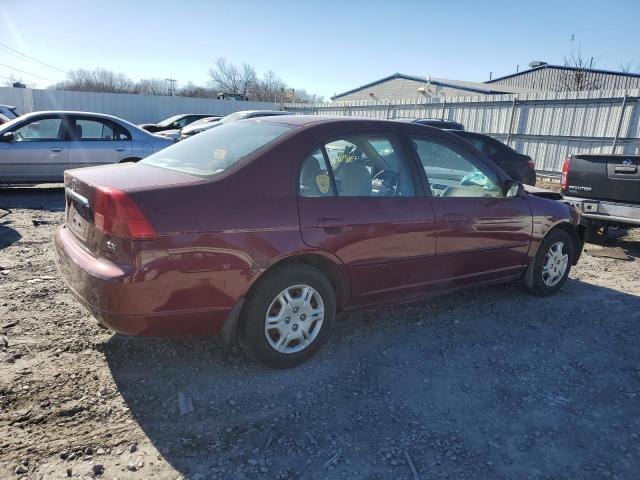 2HGES16512H601135 - 2002 HONDA CIVIC LX BURGUNDY photo 3