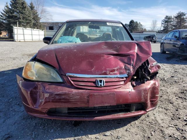 2HGES16512H601135 - 2002 HONDA CIVIC LX BURGUNDY photo 5