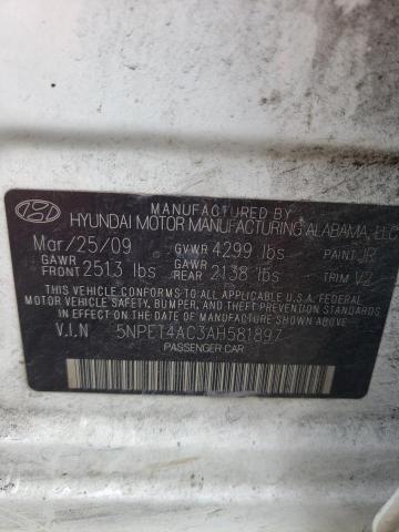 5NPET4AC3AH581897 - 2010 HYUNDAI SONATA GLS WHITE photo 12