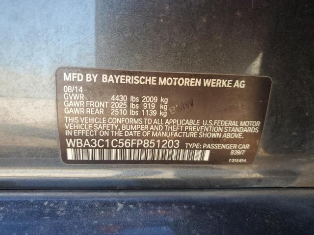 WBA3C1C56FP851203 - 2015 BMW 328 I SULEV GRAY photo 12