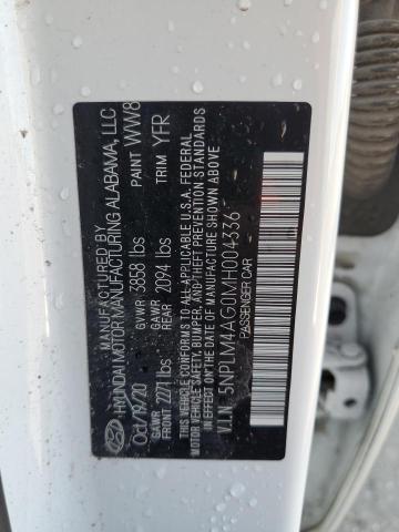 5NPLM4AG0MH004336 - 2021 HYUNDAI ELANTRA SEL WHITE photo 12