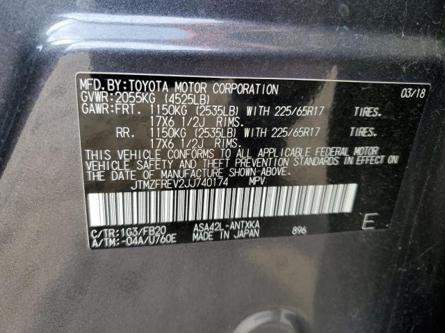 JTMZFREV2JJ740174 - 2018 TOYOTA RAV4 LE GRAY photo 12