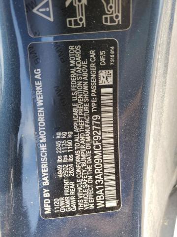 WBA13AR09MCF92779 - 2021 BMW M440XI BLUE photo 12