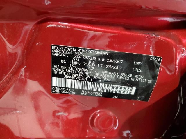 JTMWFREV9EJ021111 - 2014 TOYOTA RAV4 XLE RED photo 13