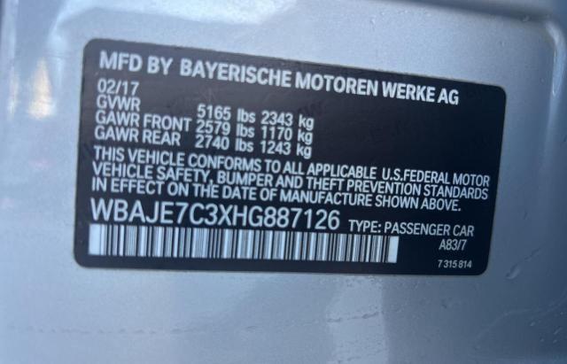 WBAJE7C3XHG887126 - 2017 BMW 540 XI SILVER photo 10