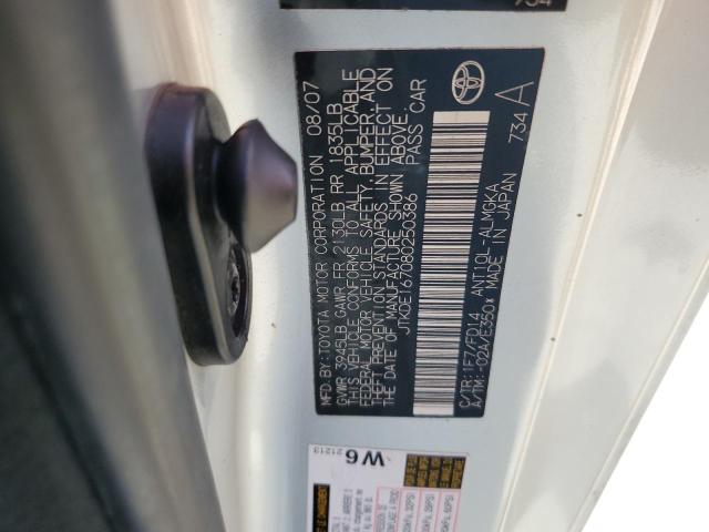 JTKDE167080250386 - 2008 TOYOTA SCION TC ვერცხლისფერი ფოტო 12