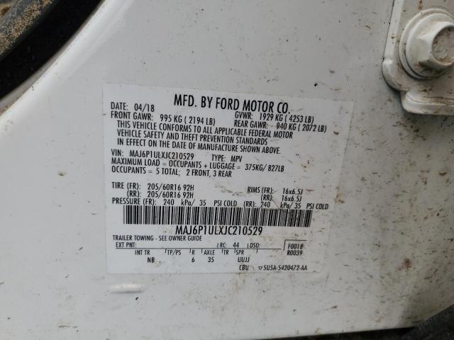 MAJ6P1ULXJC210529 - 2018 FORD ECOSPORT SE Biały zdjęcie 13