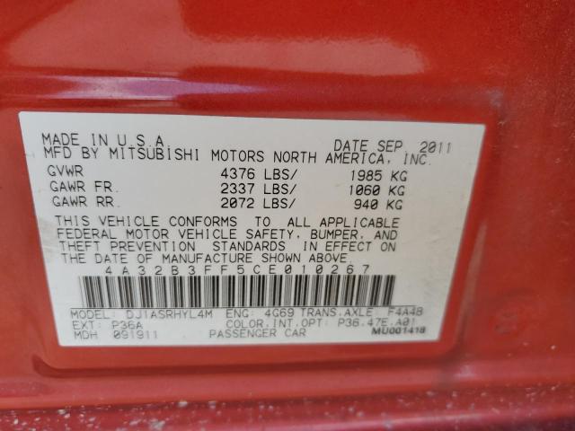 4A32B3FF5CE010267 - 2012 MITSUBISHI GALANT ES RED photo 12