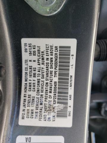 JHMFA3F22AS000409 - 2010 HONDA CIVIC HYBRID GRAY photo 13