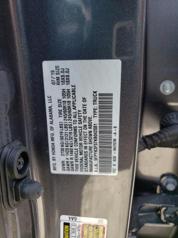 5FPYK3F57KB042081 - 2019 HONDA RIDGELINE RTL GRAY photo 13