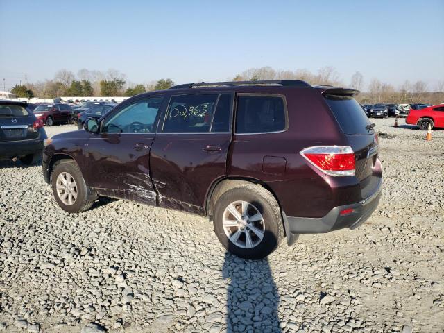 5TDBK3EH8DS217916 - 2013 TOYOTA HIGHLANDER BASE Bordeaux photo 2