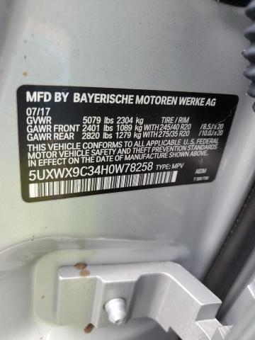 5UXWX9C34H0W78258 - 2017 BMW X3 XDRIVE28I SILVER photo 13