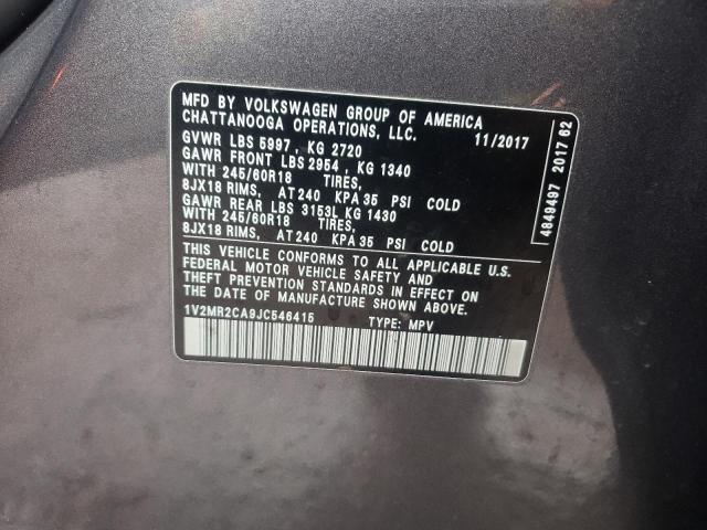 1V2MR2CA9JC546415 - 2018 VOLKSWAGEN ATLAS SEL GRAY photo 13