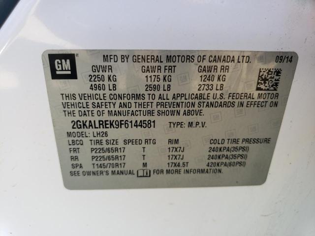 2GKALREK9F6144581 - 2015 GMC TERRAIN SLE WHITE photo 12