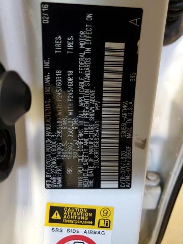 5TDJKRFH5GS254701 - 2016 TOYOTA HIGHLANDER XLE WHITE photo 13