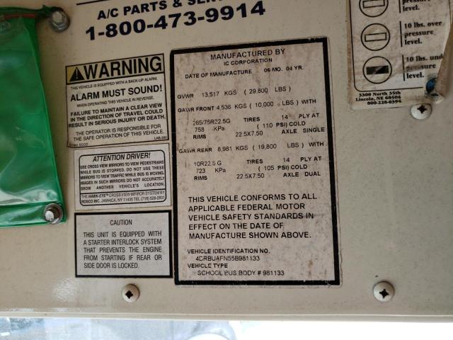 4DRBUAFN55B981133 - 2005 IC CORPORATION 3000 Sarı foto 12