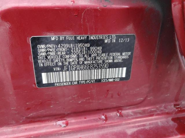 JF1GPAH66E8253590 - 2014 SUBARU IMPREZA LIMITED BURGUNDY photo 12