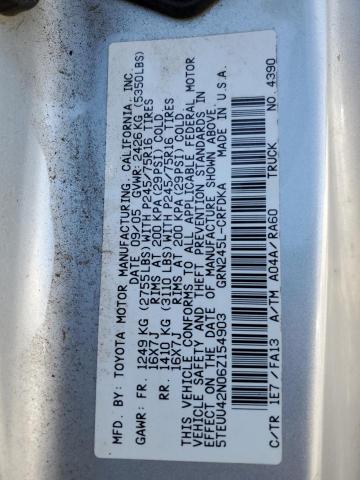 5TEUU42N06Z154903 - 2006 TOYOTA TACOMA ACCESS CAB Күміс фото 12