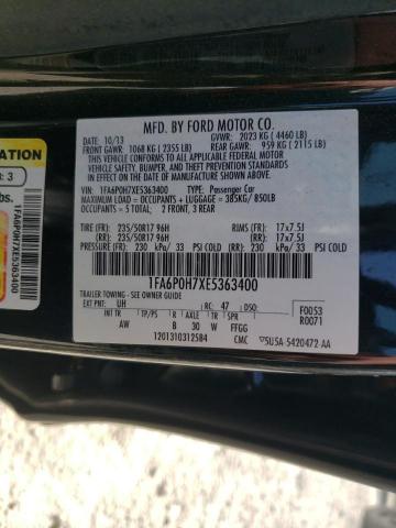 1FA6P0H7XE5363400 - 2014 FORD FUSION SE BLACK photo 12