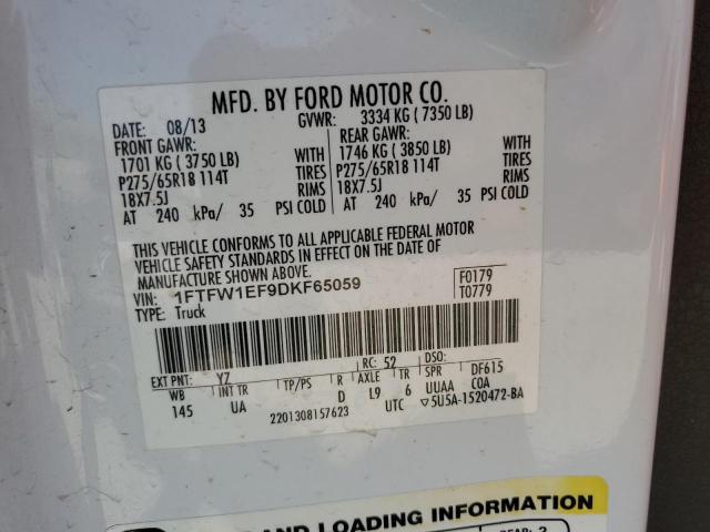 1FTFW1EF9DKF65059 - 2013 FORD F150 SUPERCREW WHITE photo 12