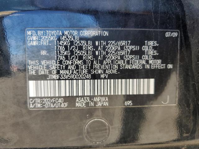 JTMBF33V59D020248 - 2009 TOYOTA RAV4 BLACK photo 12