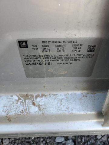 1G1JA5SH4G4121031 - 2016 CHEVROLET SONIC LS 银色 照片 12