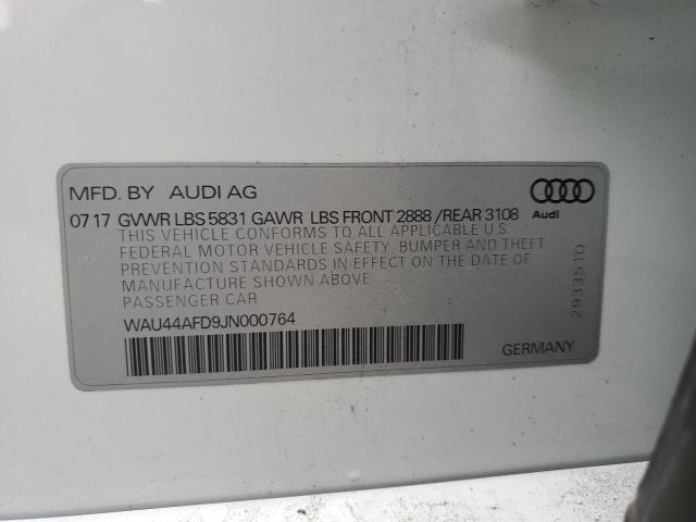 WAU44AFD9JN000764 - 2018 AUDI A8 L QUATTRO WHITE photo 13