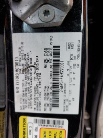 3FA6P0H79ER220001 - 2014 FORD FUSION SE BLACK photo 13