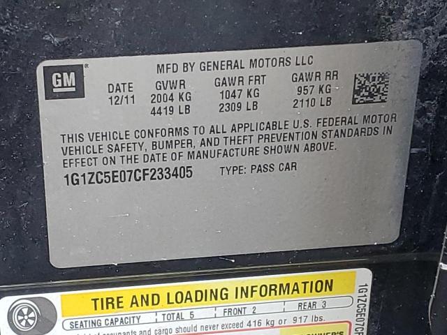 1G1ZC5E07CF233405 - 2012 CHEVROLET MALIBU 1LT 黑色 照片 12