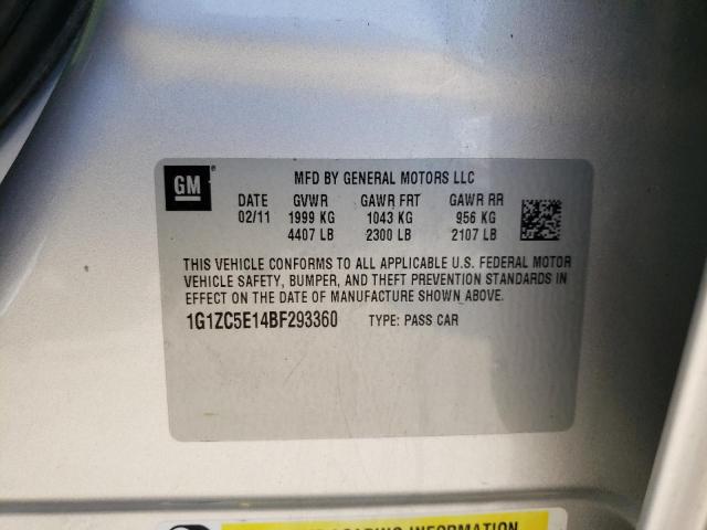 1G1ZC5E14BF293360 - 2011 CHEVROLET MALIBU 1LT ვერცხლისფერი ფოტო 12