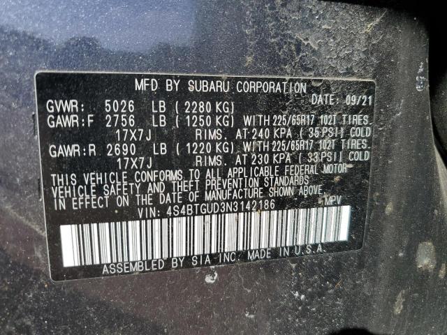 4S4BTGUD3N3142186 - 2022 SUBARU OUTBACK WILDERNESS GRAY photo 13