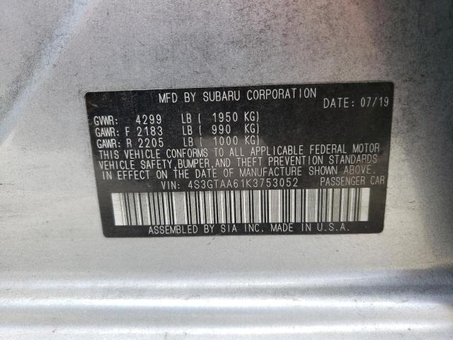 4S3GTAA61K3753052 - 2019 SUBARU IMPREZA SILVER photo 13