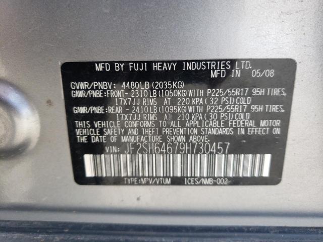 JF2SH64679H730457 - 2009 SUBARU FORESTER 2.5X LIMITED GRAY photo 12