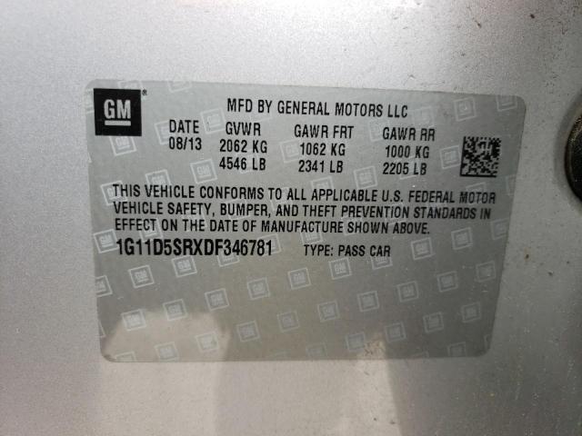 1G11D5SRXDF346781 - 2013 CHEVROLET MALIBU 1LT SILVER photo 12