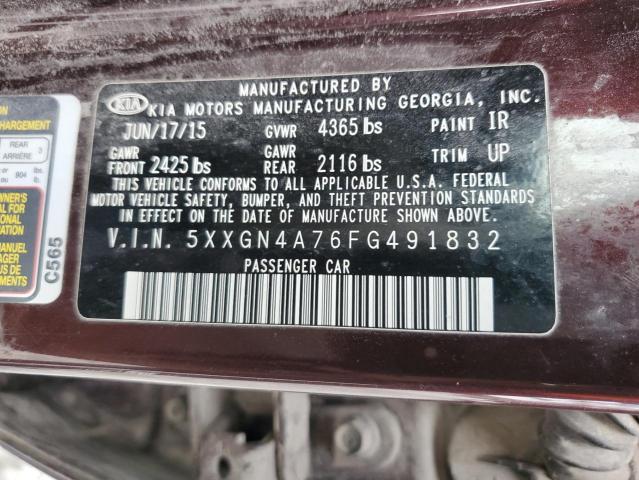 5XXGN4A76FG491832 - 2015 KIA OPTIMA EX MAROON photo 12