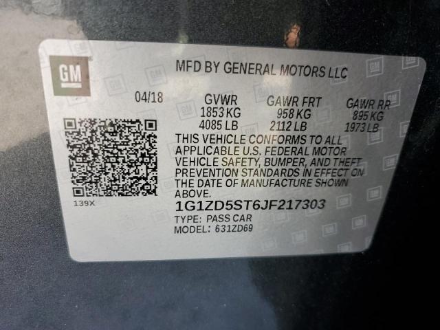 1G1ZD5ST6JF217303 - 2018 CHEVROLET MALIBU LT GRAY photo 12