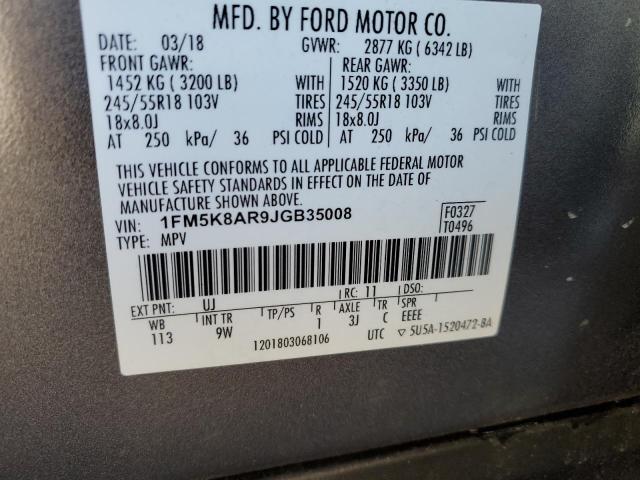 1FM5K8AR9JGB35008 - 2018 FORD EXPLORER POLICE INTERCEPTOR Boz foto 13